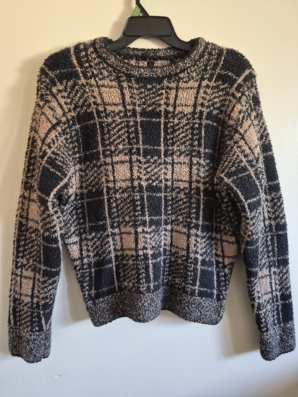 SKIMS Cozy Collection Knit Plaid Crewneck Sweater Size M